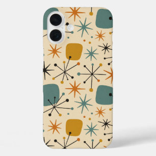 Mid Century Modern Starburst Pattern iPhone 16 Plus Case