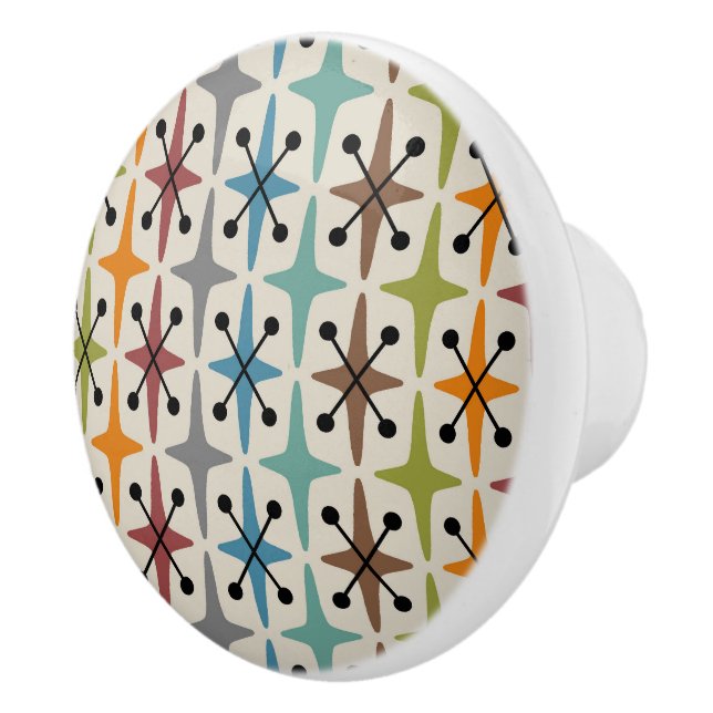 Mid Century Modern Starburst Pattern Ceramic Knob (Right)