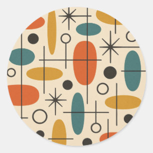 Mid Century Modern Starburst Pattern Classic Round Sticker
