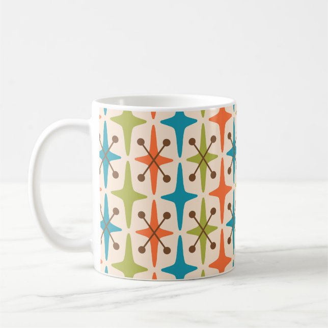 Mid Century Modern Starburst Pattern Coffee Mug (Left)