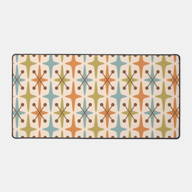 Mid Century Modern Starburst Pattern Desk Mat (Front)