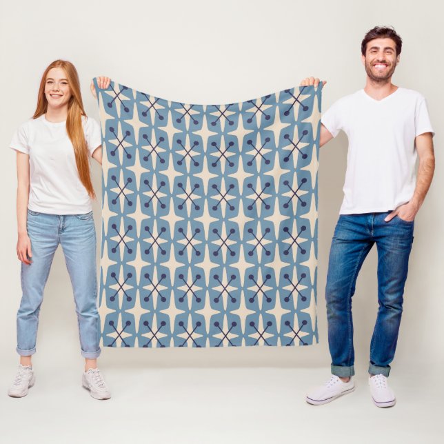 Mid Century Modern Starburst Pattern Fleece Blanket (In Situ)