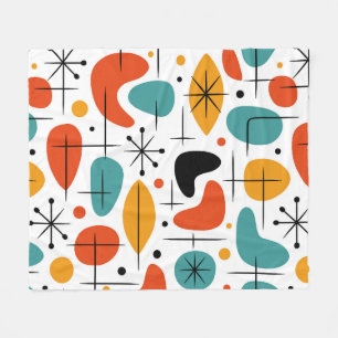 Mid Century Modern Starburst Pattern Fleece Blanket