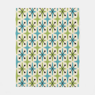 Mid Century Modern Starburst Pattern Fleece Blanket