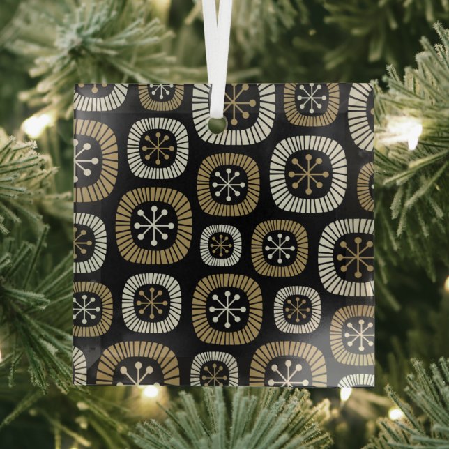 Mid Century Modern Starburst Pattern Glass Ornament (Insitu)