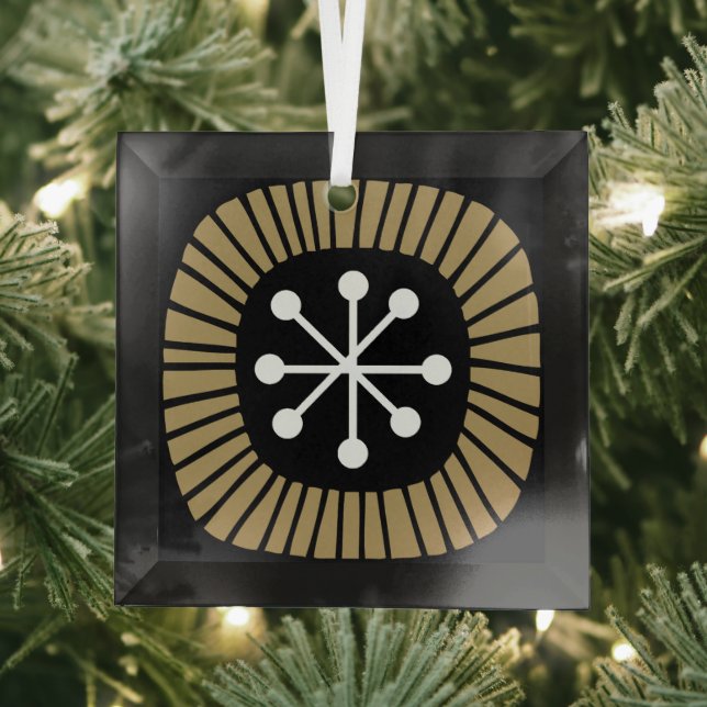 Mid Century Modern Starburst Pattern Glass Ornament (Insitu)