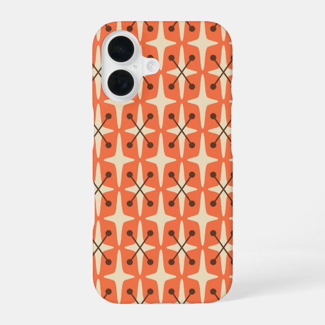 Mid Century Modern Starburst Pattern iPhone 16 Case (Back)