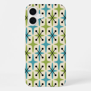 Mid Century Modern Starburst Pattern iPhone 16 Plus Case