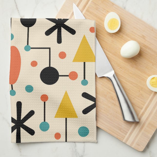 Mid Century Modern Starburst Pattern Kitchen Towel (Quarter Fold)