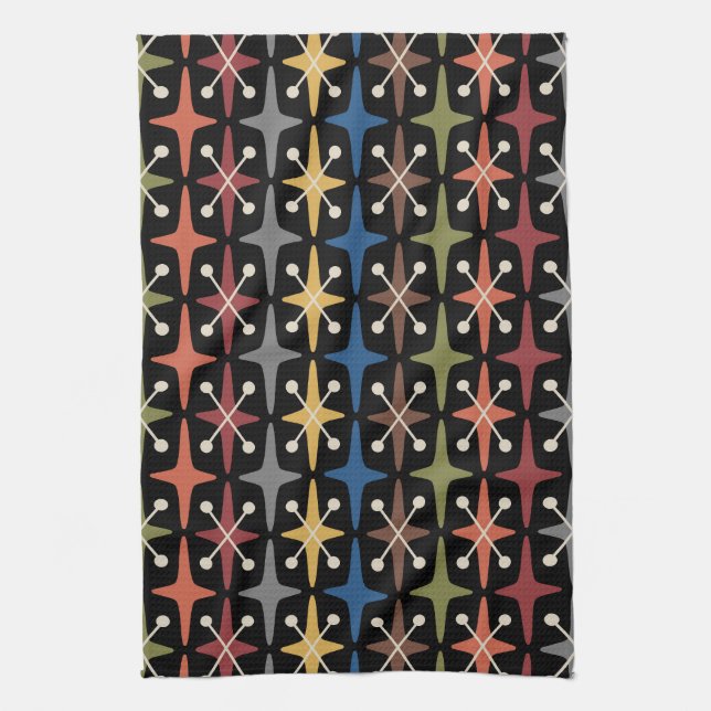 Mid Century Modern Starburst Pattern Kitchen Towel (Vertical)
