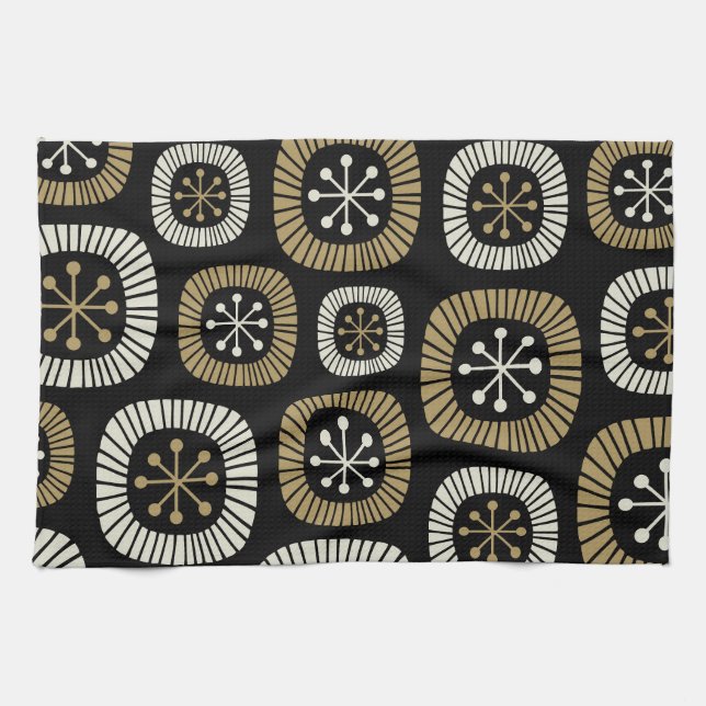 Mid Century Modern Starburst Pattern Kitchen Towel (Horizontal)