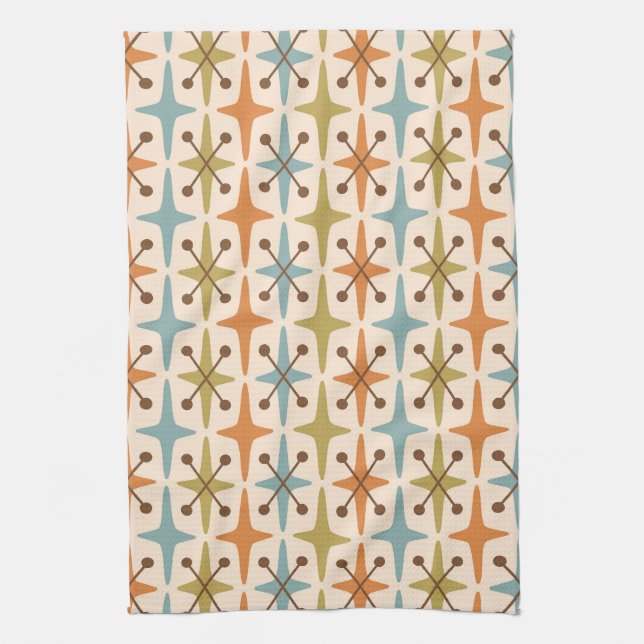 Mid-Century Modern Starburst Pattern Kitchen Towel (Vertical)