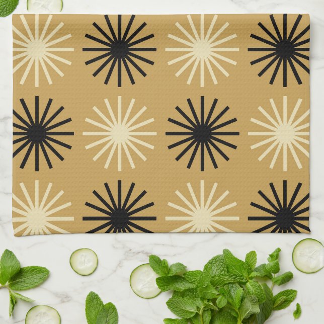 Mid Century Modern Starburst Pattern Kitchen Towel (Folded)