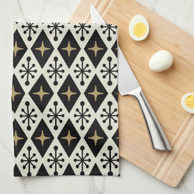 Mid-Century Modern Starburst Pattern Kitchen Towel (Quarter Fold)