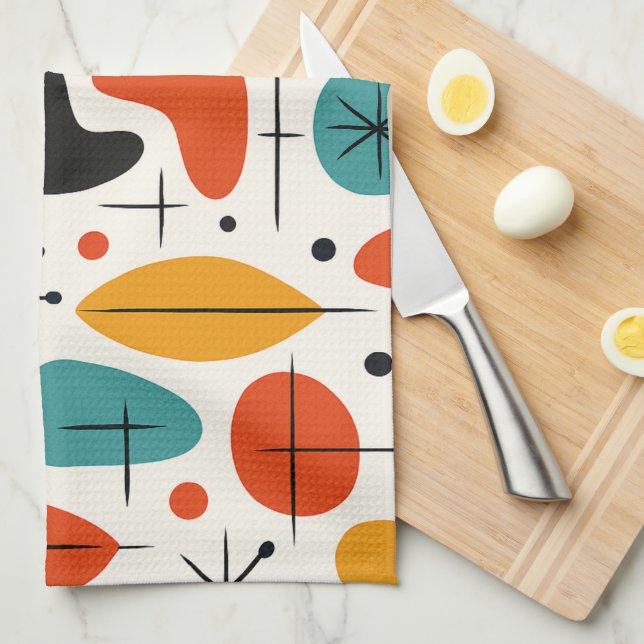 Mid Century Modern Starburst Pattern Kitchen Towel (Quarter Fold)