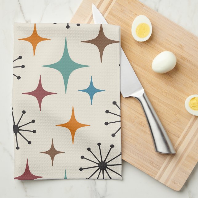 Mid Century Modern Starburst Pattern Kitchen Towel (Quarter Fold)