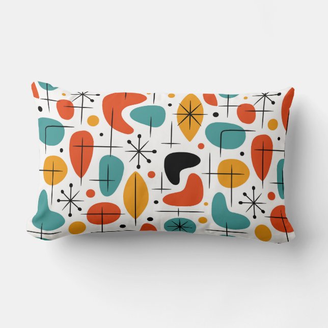 Mid Century Modern Starburst Pattern Lumbar Pillow (Front)