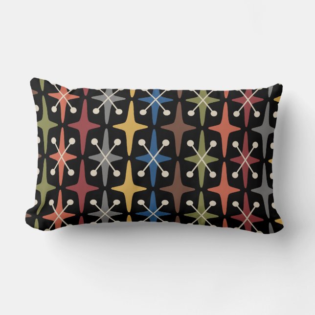 Mid Century Modern Starburst Pattern Lumbar Pillow (Front)