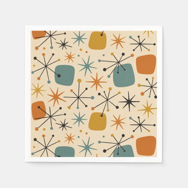Mid Century Modern Starburst Pattern Napkin (Front)
