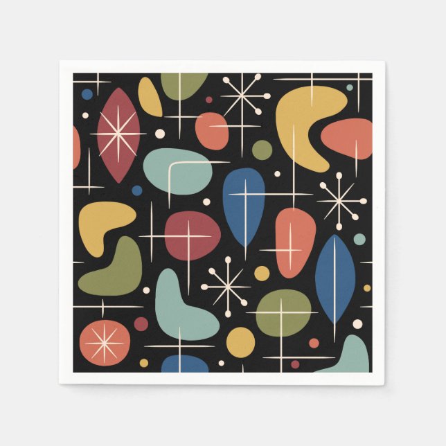 Mid Century Modern Starburst Pattern Napkin (Front)