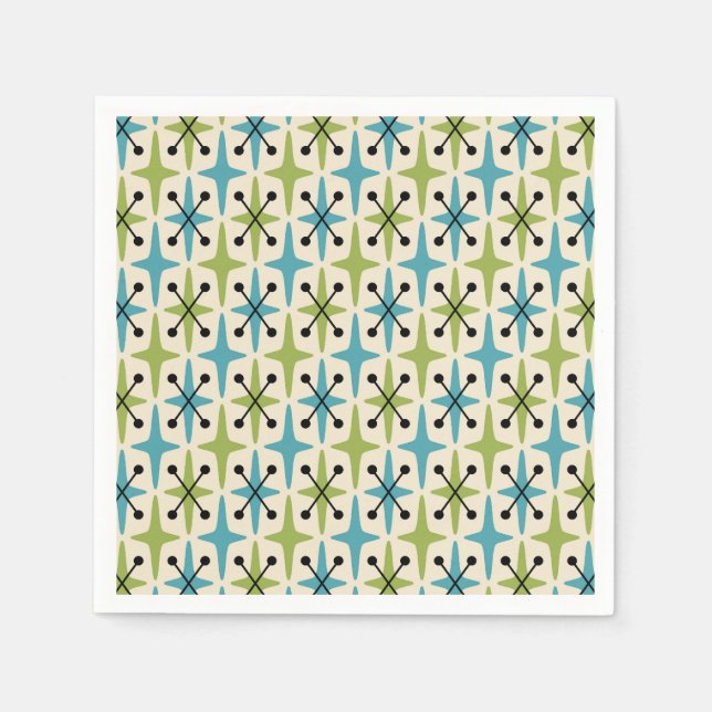 Mid Century Modern Starburst Pattern Napkin (Front)
