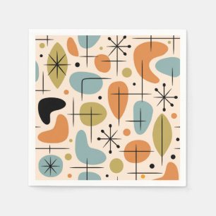 Mid Century Modern Starburst Pattern Napkin