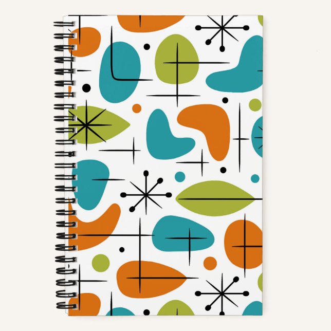 Mid Century Modern Starburst Pattern Notebook (Front)