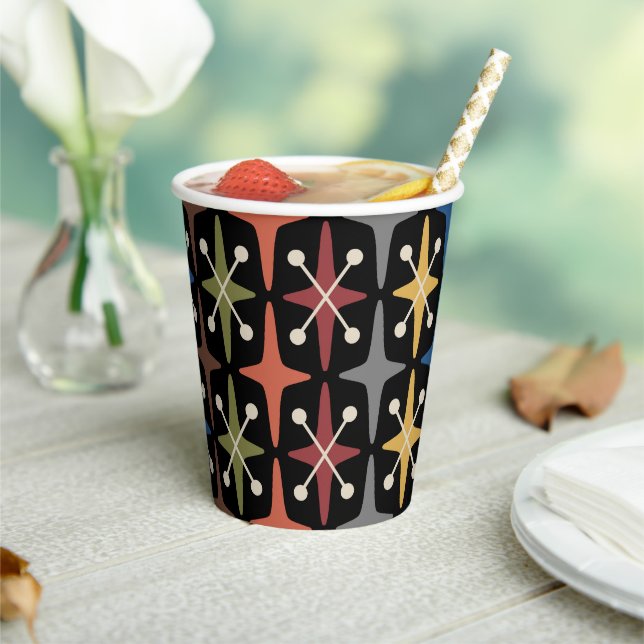 Mid Century Modern Starburst Pattern Paper Cups (Insitu)