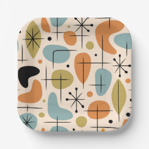 Mid Century Modern Starburst Pattern Paper Plate