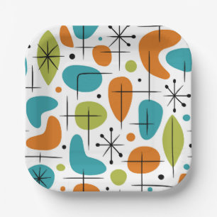 Mid Century Modern Starburst Pattern Paper Plate
