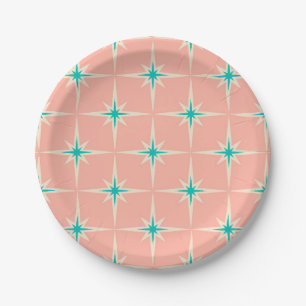 Mid Century Modern Starburst Pattern Paper Plate