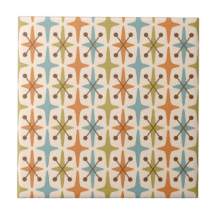 Mid Century Modern Starburst Pattern Pillowcase Tile