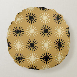 Mid Century Modern Starburst Pattern Round Pillow