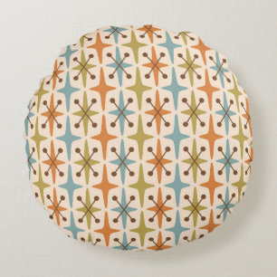 Mid Century Modern Starburst Pattern Round Pillow