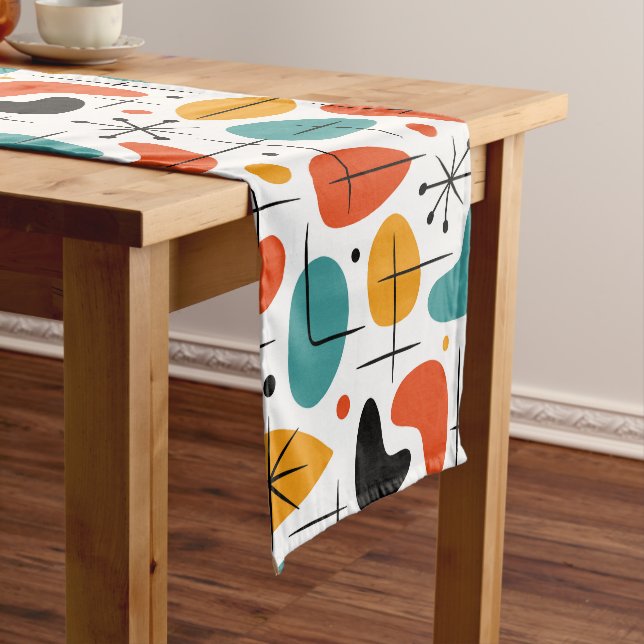 Mid Century Modern Starburst Pattern Short Table Runner (In Situ)