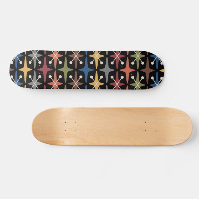 Mid Century Modern Starburst Pattern Skateboard (Horz)