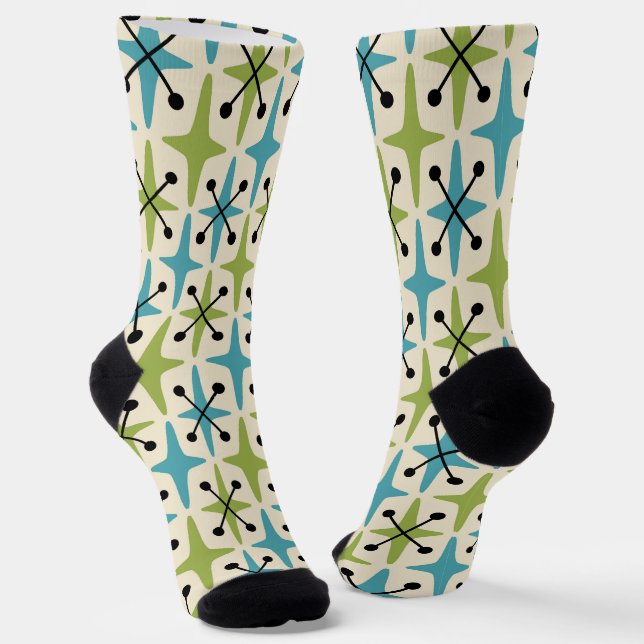 Mid Century Modern Starburst Pattern Socks (Angled)