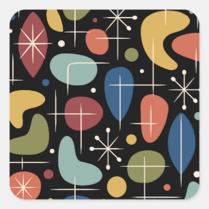 Mid Century Modern Starburst Pattern Square Sticker