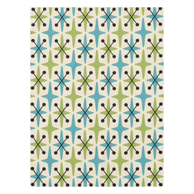 Mid Century Modern Starburst Pattern Tablecloth (Front)