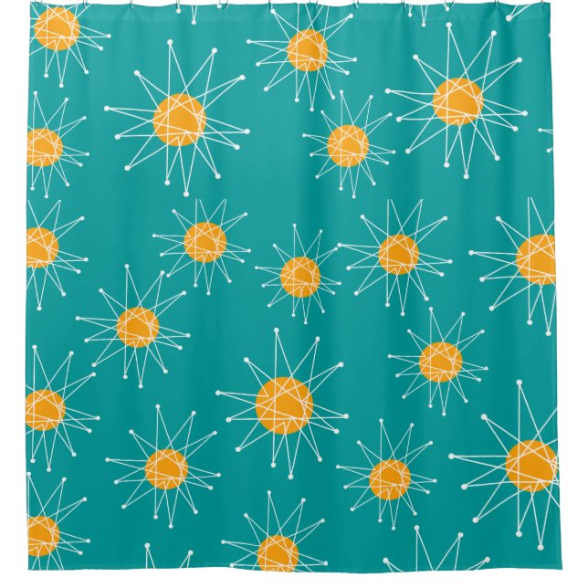 Mid-Century Modern Starburst Pattern Teal (Front)