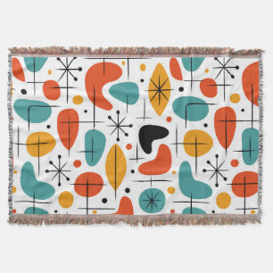 Mid Century Modern Starburst Pattern Throw Blanket