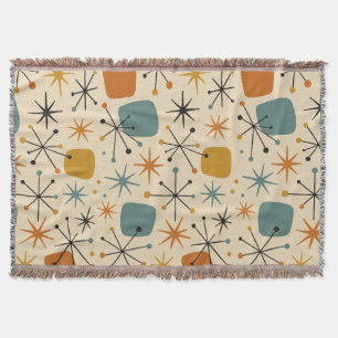 Mid Century Modern Starburst Pattern Throw Blanket