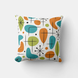 Mid Century Modern Starburst Pattern Throw Pillow