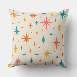 Mid-Century Modern Starburst Pattern Throw Pillow