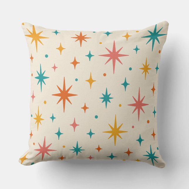 Mid-Century Modern Starburst Pattern Throw Pillow (Front)