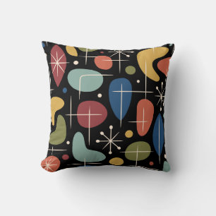 Mid Century Modern Starburst Pattern Throw Pillow