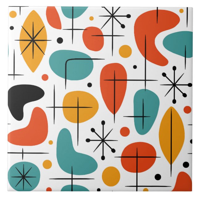 Mid Century Modern Starburst Pattern Tile (Front)