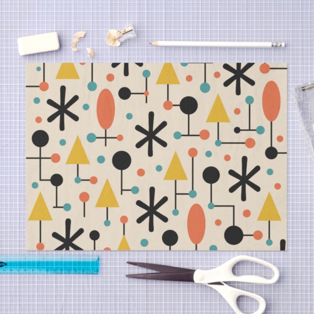 Mid Century Modern Starburst Pattern Tissue Paper (Craft)