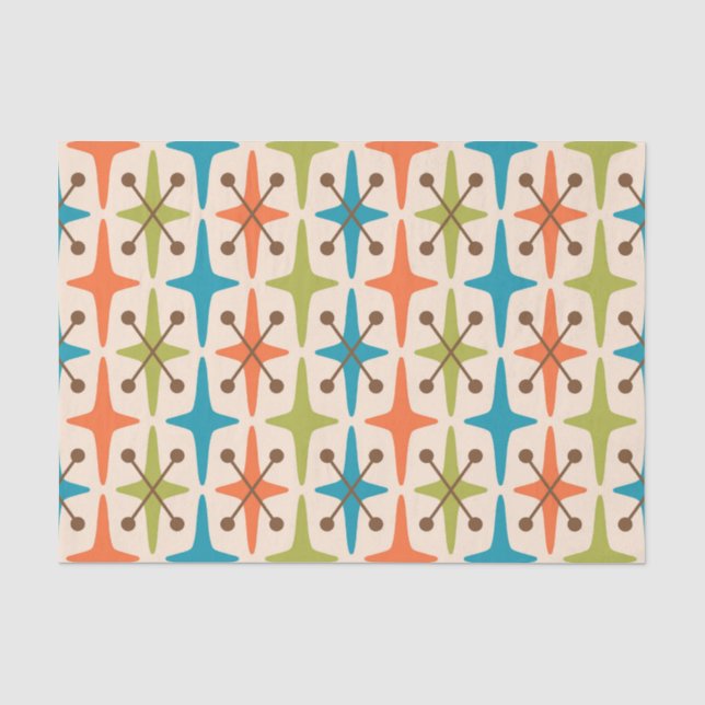 Mid Century Modern Starburst Pattern Tissue Paper (Front)