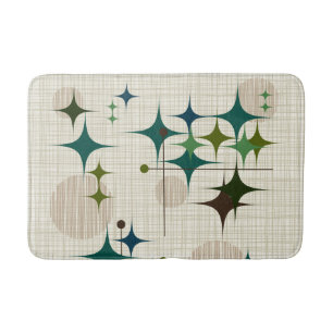 Mid Century Modern Starbursts and Globes Bath Mat